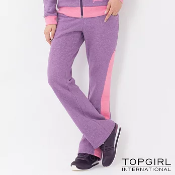TOP GIRL-亮麗女孩刷毛修身套裝-褲子S紫