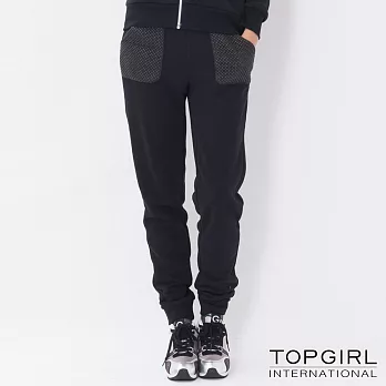 TOP GIRL-拼接顯瘦修身套裝-褲子S黑