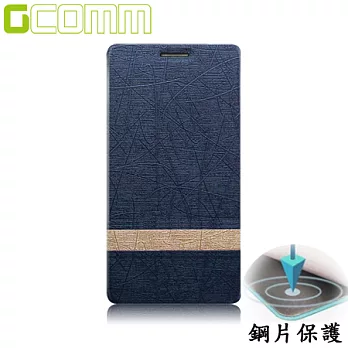 GCOMM iPhone6 Plus 5.5＂ Steel Shield 柳葉紋鋼片惻翻皮套優雅藍