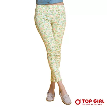 【TOP GIRL】繽紛花草系列內搭九分褲S黃