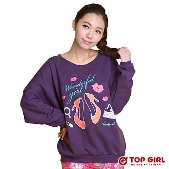 【TOP GIRL】時尚漂亮寶貝飛鼠袖長TEES紫