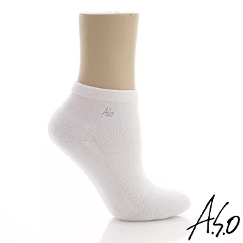 A.S.O 阿瘦 【抗菌排汗氣墊襪—短統】白