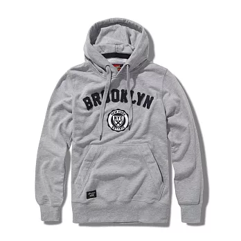 【CACO】AR-BROOKLYN貼布長袖連帽T-男S麻灰