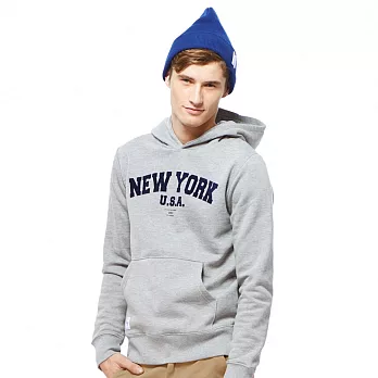 【CACO】ST-NYUSA長袖連帽T-男S麻灰