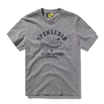 【CACO】海綿寶寶-功夫短T-男S麻灰