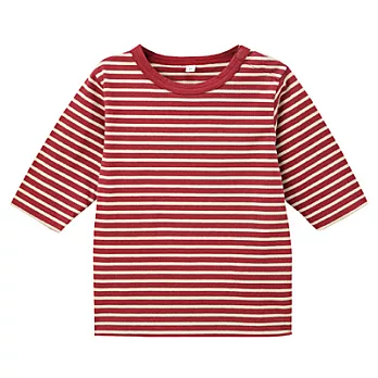 [MUJI 無印良品]幼兒有機棉每日兒童服橫紋七分袖T恤80紅橫紋