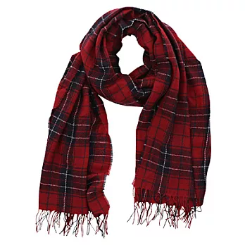 [MUJI 無印良品]喀什米爾花紋大披肩紅色