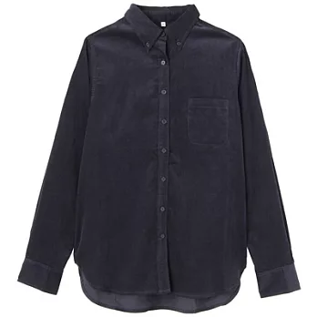[MUJI 無印良品]女有機棉燈芯絨長袖襯衫S深藍