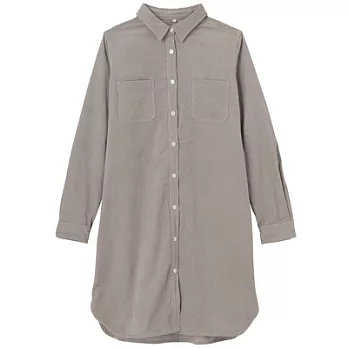 [MUJI 無印良品]女有機棉燈芯絨襯衫式洋裝S灰色