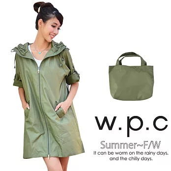 【w.p.c.】2 way袖子可折。時尚雨衣/風衣(橄欖綠)