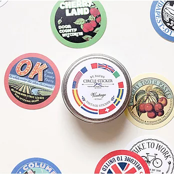 趣味時光造型圓貼(48入)-復古