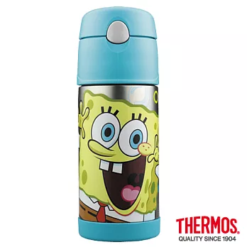 【THERMOS 膳魔師】海棉寶寶 不銹鋼真空保冷瓶0.37L(F4009SB6)海綿寶寶