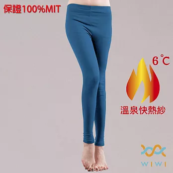 【WIWI】保證100%MIT樂活刷毛九分發熱褲(翡翠藍 女S-XL)XL翡翠藍