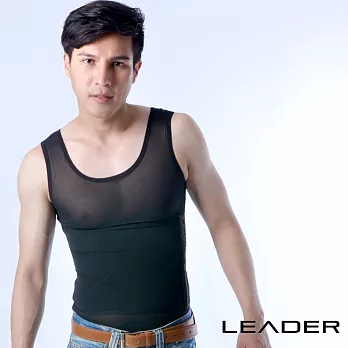 【LEADER】高機能三段調整型背心 男性塑身衣L(黑色)