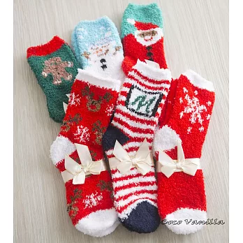 【Coco Vanilla】聖誕禮物特輯珊瑚絨地板襪 (條紋)