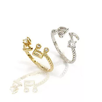 A+ accessories 韓國秀氣小巧鑲鑽音符戒指 (銀色)