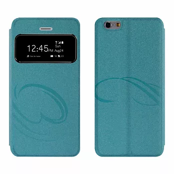 【BIEN】iPhone 6 Plus 金砂美印來電顯示可立皮套 (藍)