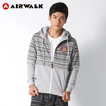 【美國 AIRWALK】挪威圖紋連帽針織外套M淺灰