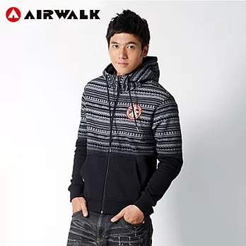 【美國 AIRWALK】挪威圖紋連帽針織外套M黑