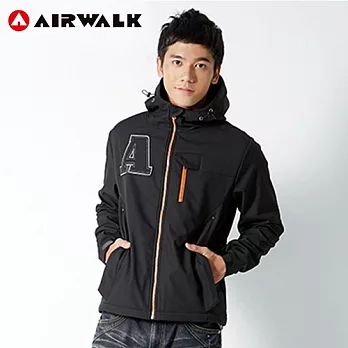 【美國 AIRWALK】簡單配色拉鍊特殊貼合連帽外套L黑