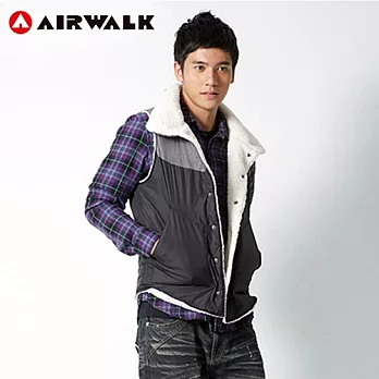 【美國 AIRWALK】簡約配色鋪棉剪接背心M黑