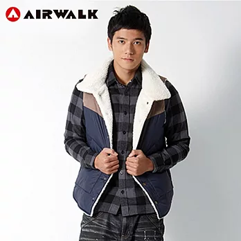 【美國 AIRWALK】簡約配色鋪棉剪接背心M藍