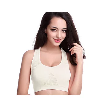 鏤空透氣無鋼圈運動內衣白色XL