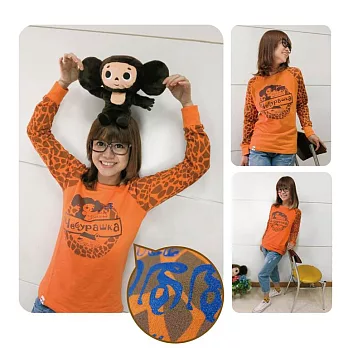 大耳查布Cheburashka 運動束口T-shirt/長頸鹿/中性S橘色