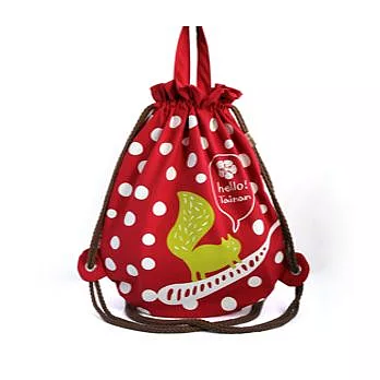 [鳳凰花上的松鼠]大鯨魚束口後背包(紅)