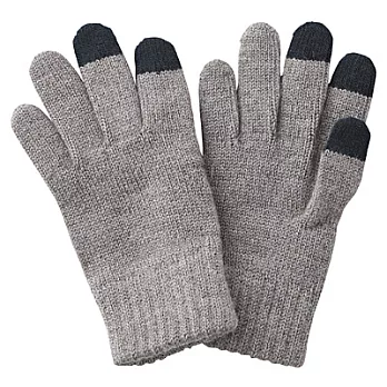 [MUJI 無印良品]兒童羊毛混立體編織觸控手套灰色