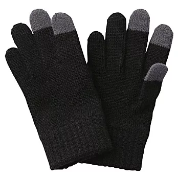 [MUJI 無印良品]兒童羊毛混立體編織觸控手套黑色
