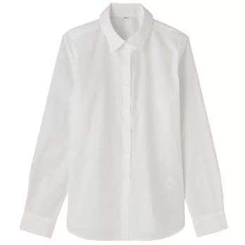 [MUJI 無印良品]女有機棉平織長袖襯衫L白色