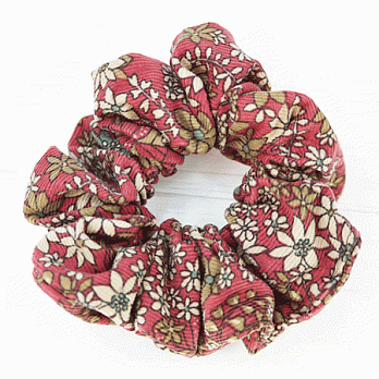 【PinkyPinky Boutique】小花花燈心絨 大腸圈髮束(粉紅色)