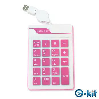 逸奇 e-kit《NK-019-PK 超薄防水19鍵果凍數字鍵盤》粉紅果凍