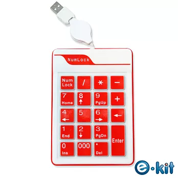 逸奇 e-kit《NK-019-R 超薄防水19鍵果凍數字鍵盤》紅果凍