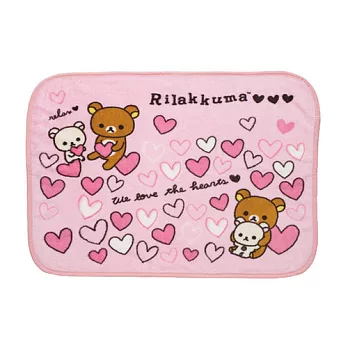 San-X 拉拉熊紅粉愛心系列個人保暖毛毯。粉愛心