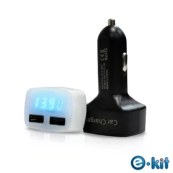 逸奇e-Kit 3.1A 四合一雙USB車充 電流/溫度顯示/電壓表/ CU-03-BK (黑色款) ★加贈4合1USB充電線★