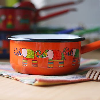 Smaltum布拉格 琺瑯片手鍋_彩色愛樂芬_柑橘