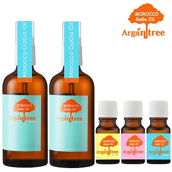 【Morocco GaGa Oil】摩洛哥秀髮油100ml(2入)+香水髮油10ml*3