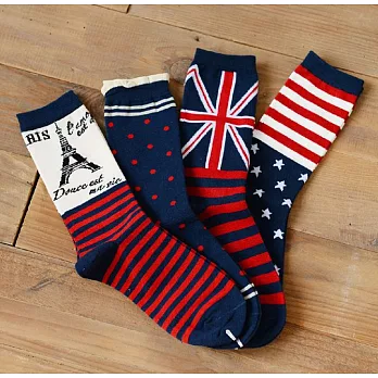 【Coco Vanilla】復古英倫風棉質中筒襪 (英國國旗)