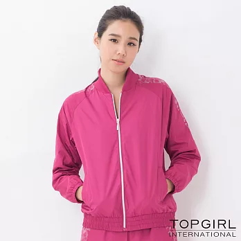 TOP GIRL-豹紋拼接風衣套裝-外套S深桃紅