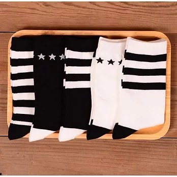 【Coco Vanilla】日系學院原宿風棉質女襪 (黑白條紋)