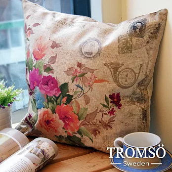 TROMSO-品味英倫棉麻抱枕/浪漫花海