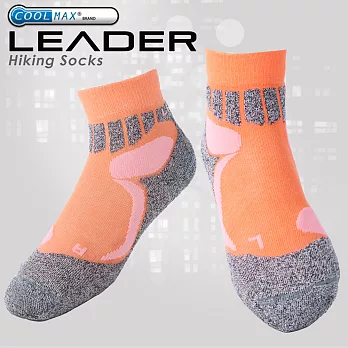 【LEADER】COOLMAX 排汗高筒/戶外健行/機能運動襪(橘色)