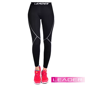 【Leader】女性專用 SportFit運動壓縮緊身褲.壓力褲S(黑灰)