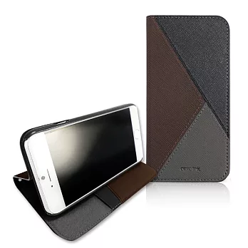 Aprolink Origami folio iPhone6 Plus(5.5吋)時尚拼色站立皮套黑/棕