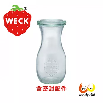 德國Weck 763玻璃瓶附玻璃蓋與密封配件 Juice Jar 290ml 單瓶裝