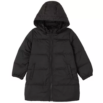 [MUJI 無印良品]兒童聚酯纖維可水洗羽絨大衣110黑色