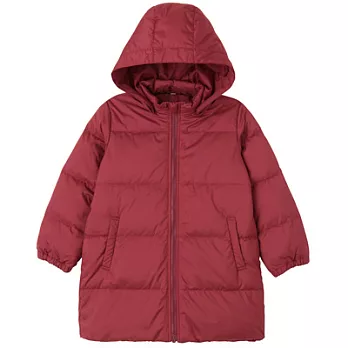 [MUJI 無印良品]兒童聚酯纖維可水洗羽絨大衣110紅色
