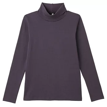 [MUJI 無印良品]女有機棉混彈性高領衫XS煙燻紫